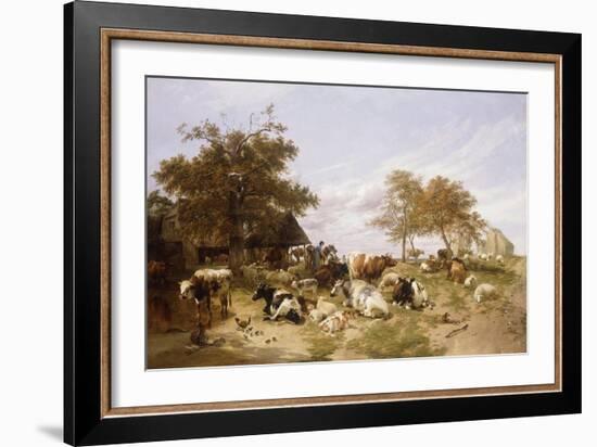 A Dairy Farm on the Marshes, East Kent-Thomas Sidney Cooper-Framed Giclee Print