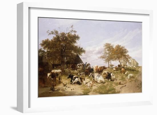 A Dairy Farm on the Marshes, East Kent-Thomas Sidney Cooper-Framed Giclee Print
