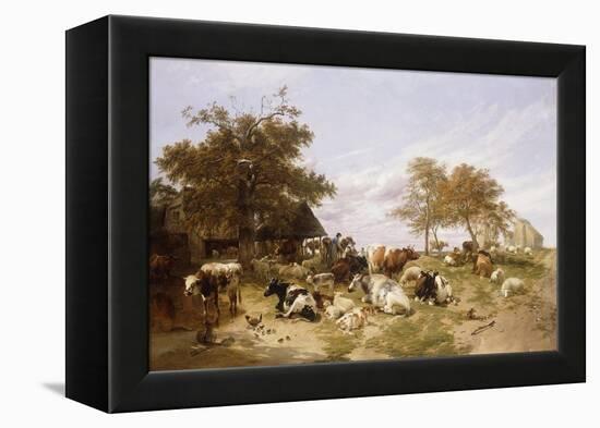 A Dairy Farm on the Marshes, East Kent-Thomas Sidney Cooper-Framed Premier Image Canvas