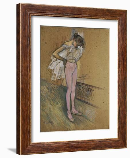 A Dancer Adjusting Her Leotard, 1890-Henri de Toulouse-Lautrec-Framed Giclee Print