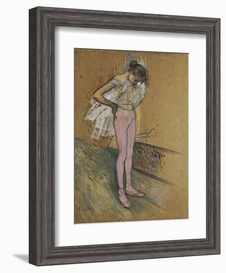 A Dancer Adjusting Her Leotard-Henri de Toulouse-Lautrec-Framed Giclee Print