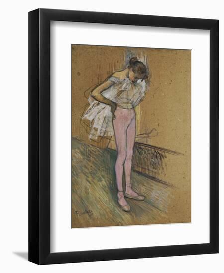 A Dancer Adjusting Her Leotard-Henri de Toulouse-Lautrec-Framed Giclee Print