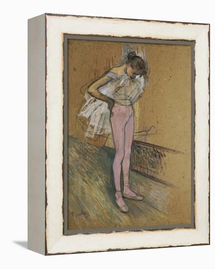 A Dancer Adjusting Her Leotard-Henri de Toulouse-Lautrec-Framed Premier Image Canvas