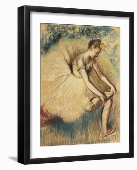 A Dancer Putting on her Shoe-Edgar Degas-Framed Giclee Print