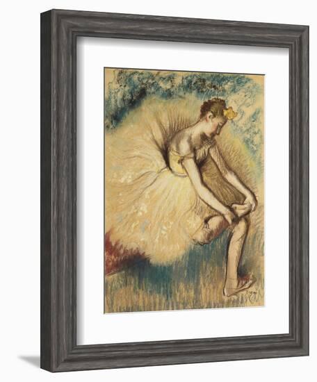 A Dancer Putting on her Shoe-Edgar Degas-Framed Giclee Print