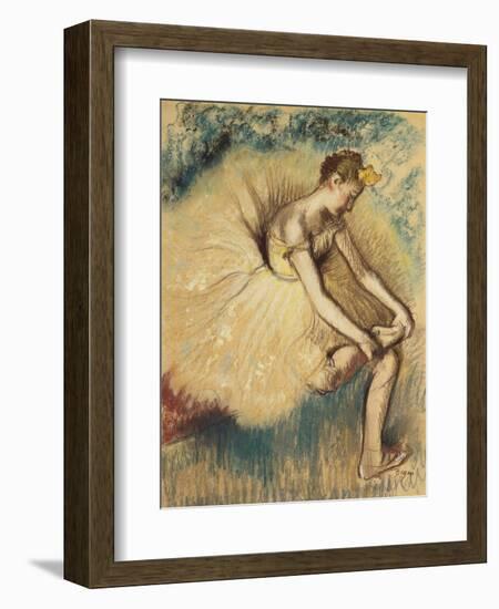 A Dancer Putting on her Shoe-Edgar Degas-Framed Giclee Print