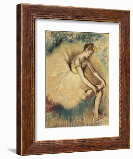 A Dancer Putting on her Shoe-Edgar Degas-Framed Giclee Print