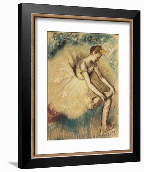 A Dancer Putting on her Shoe-Edgar Degas-Framed Giclee Print