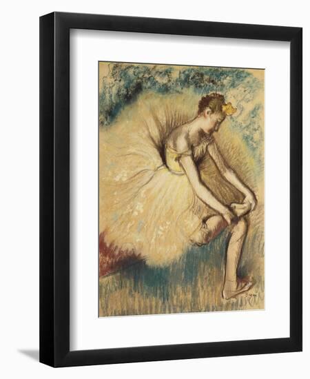 A Dancer Putting on her Shoe-Edgar Degas-Framed Giclee Print