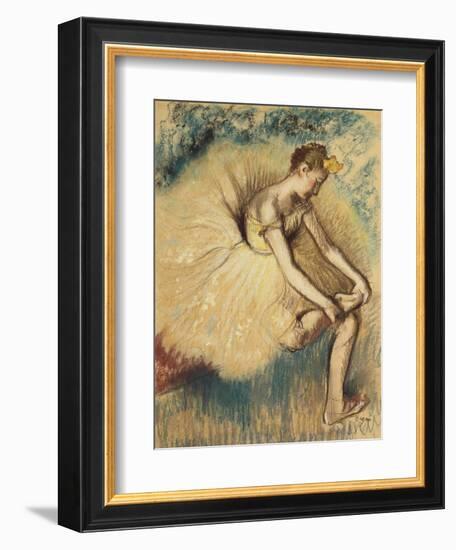 A Dancer Putting on her Shoe-Edgar Degas-Framed Giclee Print