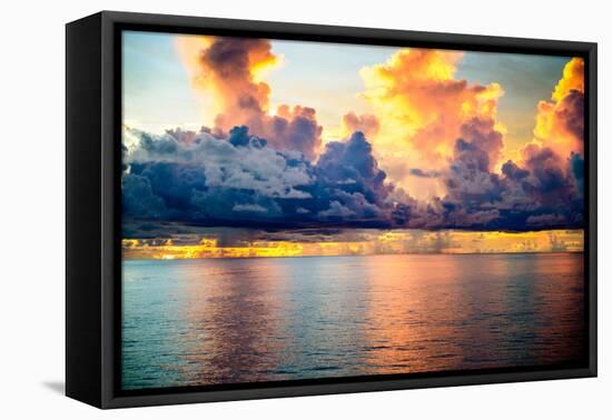 A Dark Sky with Amazing Array of Storm Clouds with Calm Seas-Scottymanphoto-Framed Premier Image Canvas