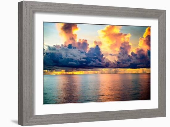 A Dark Sky with Amazing Array of Storm Clouds with Calm Seas-Scottymanphoto-Framed Photographic Print