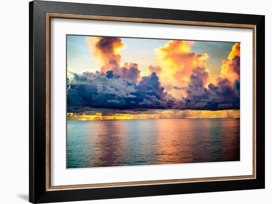 A Dark Sky with Amazing Array of Storm Clouds with Calm Seas-Scottymanphoto-Framed Photographic Print