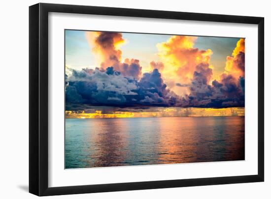 A Dark Sky with Amazing Array of Storm Clouds with Calm Seas-Scottymanphoto-Framed Photographic Print