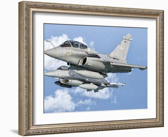 A Dassault Rafale of the French Air Force Flys Alongside a U.S. Air Force F-16C Fighting Falcon-Stocktrek Images-Framed Photographic Print