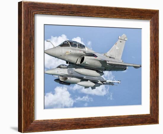 A Dassault Rafale of the French Air Force Flys Alongside a U.S. Air Force F-16C Fighting Falcon-Stocktrek Images-Framed Photographic Print