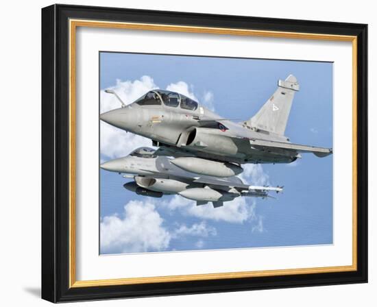 A Dassault Rafale of the French Air Force Flys Alongside a U.S. Air Force F-16C Fighting Falcon-Stocktrek Images-Framed Photographic Print