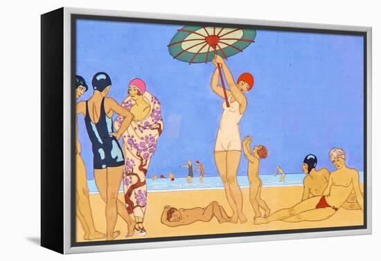 A Day at the Beach, 1923 (Pochoir)-Georges Barbier-Framed Premier Image Canvas