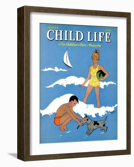 A Day at the Beach - Child Life, August 1939-Harold Carroll-Framed Giclee Print