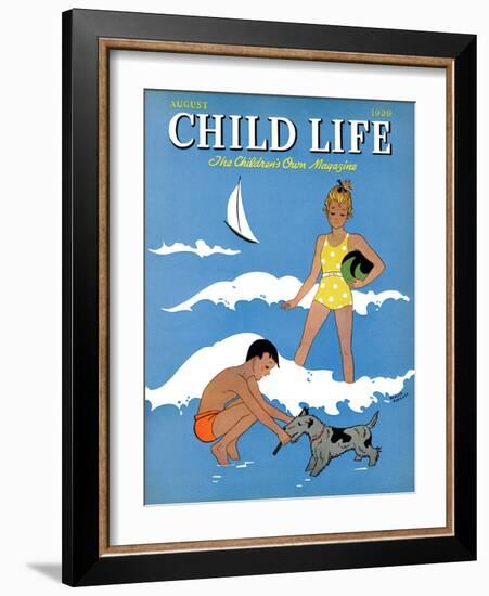 A Day at the Beach - Child Life, August 1939-Harold Carroll-Framed Giclee Print