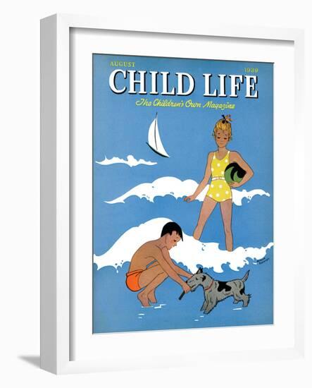 A Day at the Beach - Child Life, August 1939-Harold Carroll-Framed Giclee Print