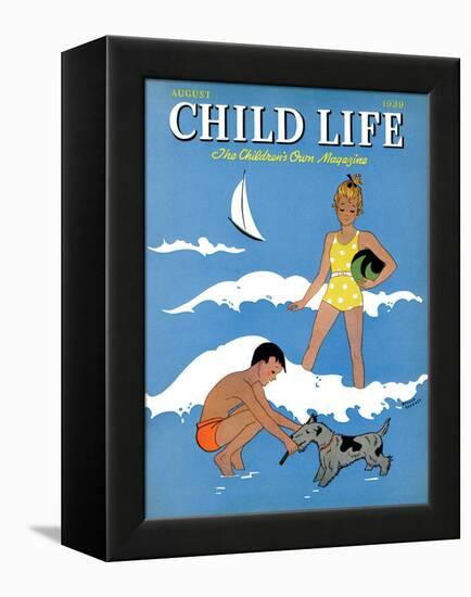 A Day at the Beach - Child Life, August 1939-Harold Carroll-Framed Premier Image Canvas