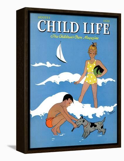 A Day at the Beach - Child Life, August 1939-Harold Carroll-Framed Premier Image Canvas