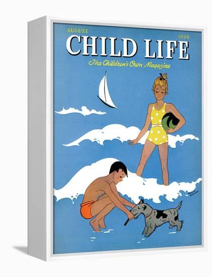 A Day at the Beach - Child Life, August 1939-Harold Carroll-Framed Premier Image Canvas