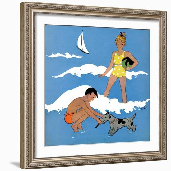 A Day at the Beach - Child Life, August 1939-Harold Carroll-Framed Giclee Print