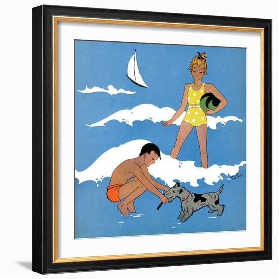 A Day at the Beach - Child Life, August 1939-Harold Carroll-Framed Giclee Print