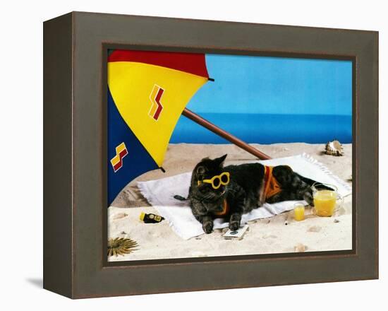 A Day at the Beach-null-Framed Premier Image Canvas