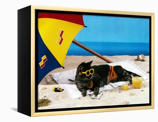 A Day at the Beach-null-Framed Premier Image Canvas