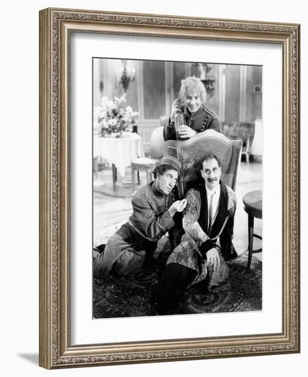 A Day at the Races, Chico Marx, Harpo Marx, Groucho Marx, 1937-null-Framed Photo