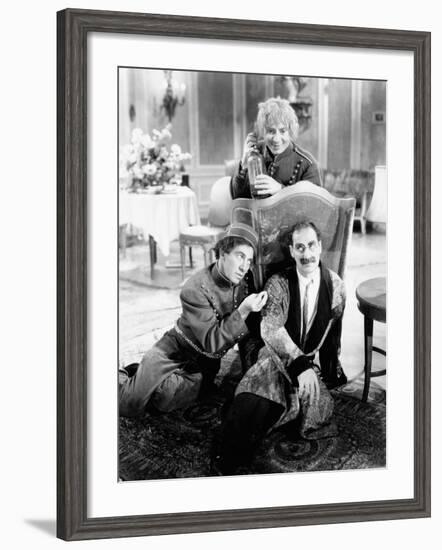 A Day at the Races, Chico Marx, Harpo Marx, Groucho Marx, 1937-null-Framed Photo