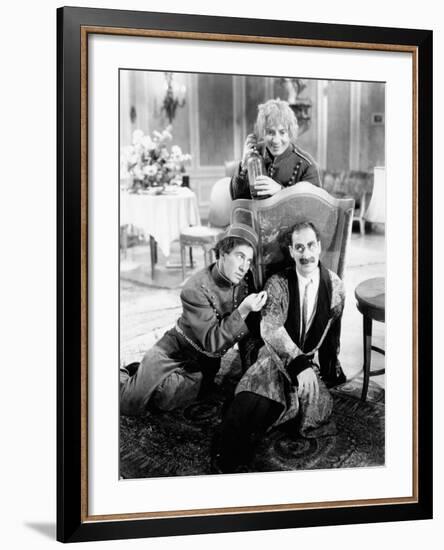 A Day at the Races, Chico Marx, Harpo Marx, Groucho Marx, 1937-null-Framed Photo