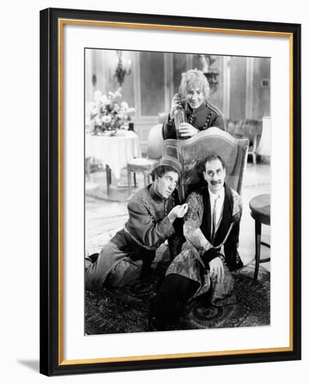 A Day at the Races, Chico Marx, Harpo Marx, Groucho Marx, 1937-null-Framed Photo