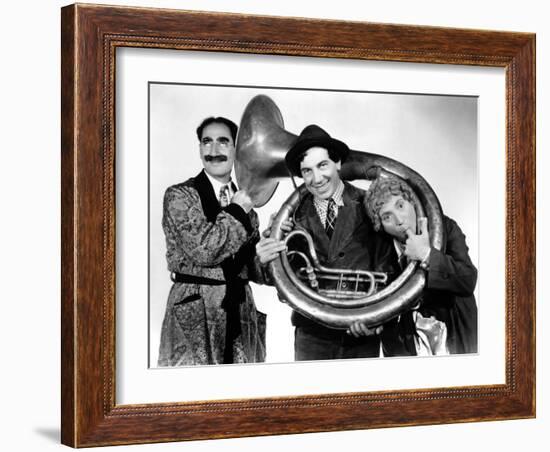 A Day at the Races, Groucho Marx, Chico Marx, Harpo Marx, 1937-null-Framed Photo