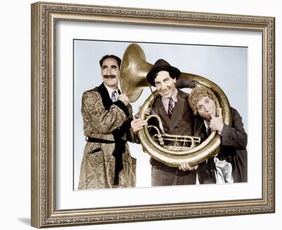 A Day at the Races, Groucho Marx, Chico Marx, Harpo Marx, 1937-null-Framed Photo