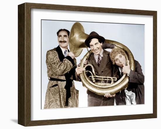 A Day at the Races, Groucho Marx, Chico Marx, Harpo Marx, 1937-null-Framed Photo