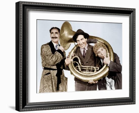 A Day at the Races, Groucho Marx, Chico Marx, Harpo Marx, 1937-null-Framed Photo