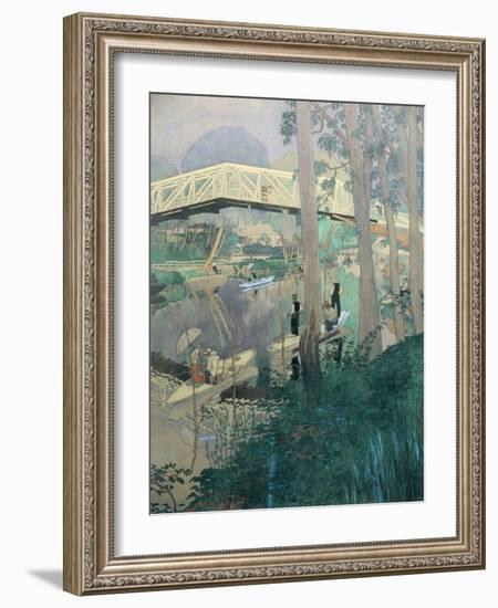 A Day's Fishing, near Paris, France-Ernst Matthes-Framed Giclee Print