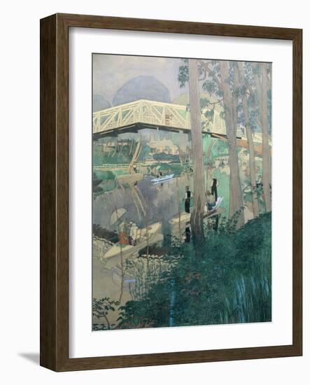 A Day's Fishing, near Paris, France-Ernst Matthes-Framed Giclee Print