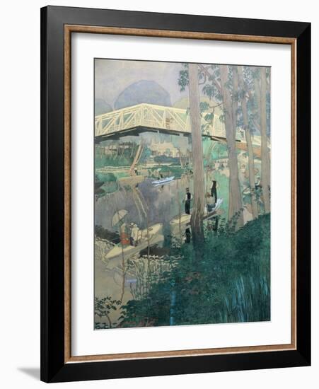 A Day's Fishing, near Paris, France-Ernst Matthes-Framed Giclee Print
