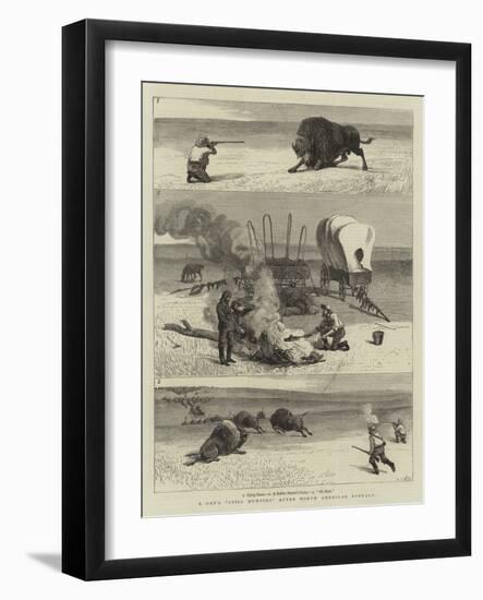 A Day's Still Hunting after North American Buffalo-Samuel Edmund Waller-Framed Giclee Print