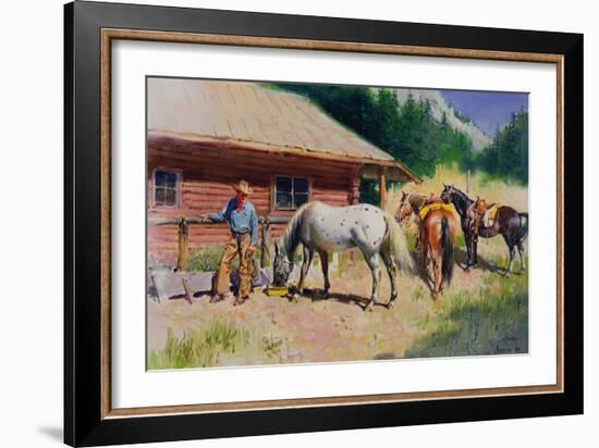 A Days Work Done Montana, 1969 (Oil on Canvas)-Terence Cuneo-Framed Giclee Print