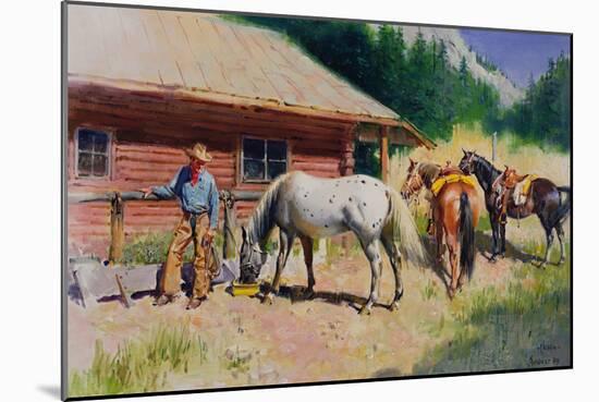 A Days Work Done Montana, 1969 (Oil on Canvas)-Terence Cuneo-Mounted Giclee Print
