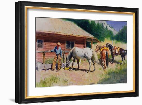 A Days Work Done Montana, 1969 (Oil on Canvas)-Terence Cuneo-Framed Giclee Print