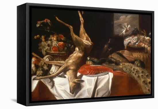 A Dead Deer and Birds, A Lobster on a Dish, A Basket of Fruit and Vegetables-Frans Snyders-Framed Premier Image Canvas