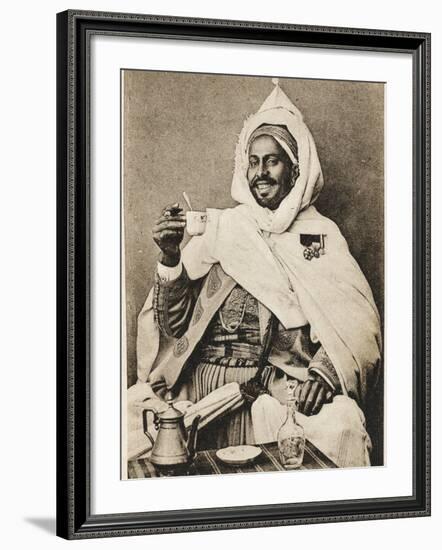 A Decorated Moroccan Tribal Chief Enjoying a Cup of Coffee-null-Framed Photographic Print