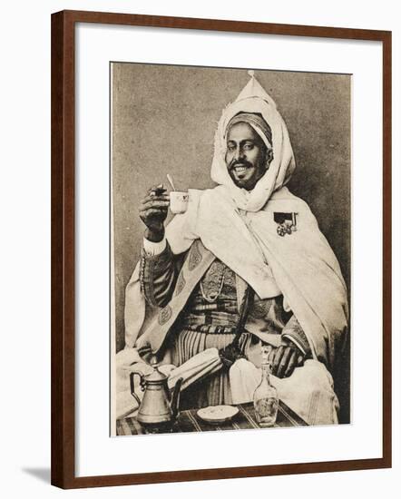 A Decorated Moroccan Tribal Chief Enjoying a Cup of Coffee-null-Framed Photographic Print